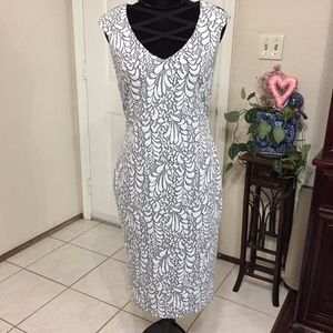 Alton Gray Beautiful Gray & White Dress (size 6)